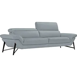 2,5-Sitzer EGOITALIANO "Narcisa", blau (himmel), B:226cm H:96cm T:110cm, Leder NUVOLE (Echtes Rindsleder). Halbnatürliches, halbnarbiges Rindsleder mit einer natürlichen Körnung von 1, 2 bis 1, 4 mm. Dieses Leder hat eine weiche, wachsartige Haptik mit mattem Aussehen und einem Wolkeneffekt. Es handelt sich um ein Naturleder, das die ursprünglichen Eigenschaften der Lederhäute nicht verändert. Das Vorhandensein von verheilten Narben, Körnungsunterschiede, Falten, Adern, Unterschiede in den Farbtönen und andere Spuren, die die Natur auf diesen Fellen hinterlassen hat, sind ein Beweis für die absolute Echtheit und das Zeugnis ihres großen Wertes., Sofas, mit verstellbaren Kopfstützen
