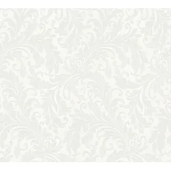 Textiltapete LIVING WALLS "Di Seta", weiß, B:0,53m L:10,05m, Viskose, Vlies, Tapeten, Klassik Tapete Barock Tapeten Wohnzimmer Schlafzimmer Küche Flur Optik