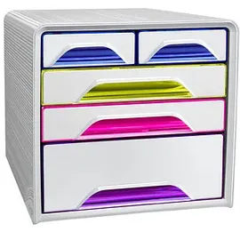 CEP Schubladenbox Smoove weiß/bunt-transparent 1072130931, DIN A4 mit 5 Schubladen, 1 St.