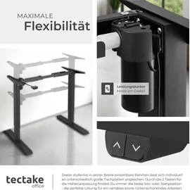 Tectake Tischgestell elektrisch höhenverstellbar 85 - 129 x 65 x 71 - 121 cm