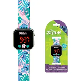 Kids Euroswan Lilo & Stitch Digitale LED-Uhr 0 mm Kunststoffgehäuse Blau/Rot Silikonarmband onesize