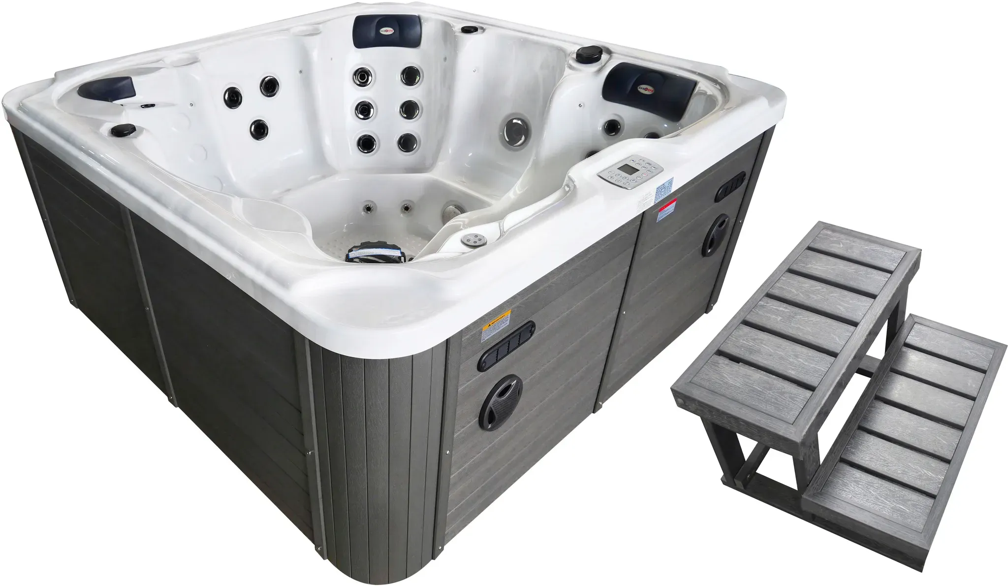 Sanotechnik Whirlpool »OASIS MAXI«, (Set), 210x210x95 cm, inkl. Einstiegsleiter und Abdeckung Sanotechnik weiß B/H/L: 210 cm x 95 cm x 216 cm