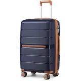 British Traveller Reisekoffer Handgepäck Koffer Trolleys Handgepäck Hartschalenkoffer 100% PP Handgepäck Koffer mit 8 Spinnerräder Rollkoffer 56 * 37 * 22cm Suitcase TSA-Schloss Neu Dunkelblau