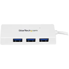 Startech StarTech.com 4 Port USB 3.0 SuperSpeed Hub - Weiß - Portabler externer Mini USB Hub mit eingebautem Kabel