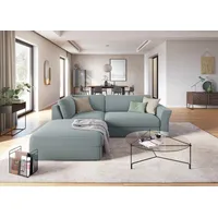 Ecksofa SIT & MORE "Cadabra L-Form", blau (aqua), B:243cm H:80cm T:198cm, Samtoptik (100% Polyester), Soft clean (98% Polyester, 2% Polyamid), Struktur fein (100% Polyester), Sofas, Breite 243 cm, inklusive Sitztiefenverstellung