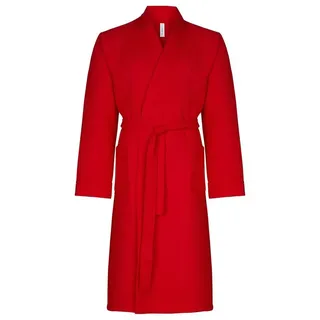 Taubert Bademantel Spa Thalasso, Baumwolle, zwei Taschen, Bindegürtel, mit Bindegürtel, Herren Kimono-Stil, 120cm, Baumwolle Pique rot S-44/46