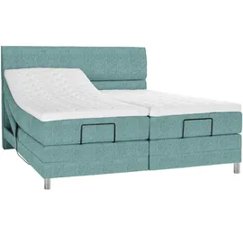 Uno Boxspringbett, Blau, ¦ Maße cm, 160x200 cm, Goldenes M, Made in EU, gepolstertes Kopfteil, Stoffauswahl, Topper durchgehend, in verschiedenen Größen erhältlich, Partnermatratze mit durchgehendem Bezug, Kopfteilauswahl, Schlafzimmer, Betten, Doppelbetten