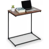 Relaxdays Beistelltisch, C-Form, neigbare Tischplatte, HBT: 66 x 55 x 35 cm, Laptoptisch mit Stopper, schwarz/ braun