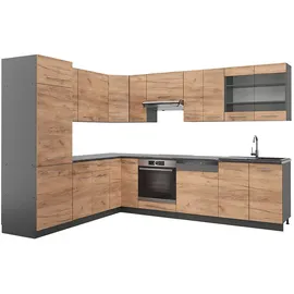 Vicco Winkelküche L-Form Fame-Line 287 cm Eiche/Anthrazit