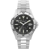 Timex TW2Y15300 Trend Herren-Armbanduhr, 41 mm, Edelstahlarmband, schwarzes Zifferblatt und Edelstahlgehäuse