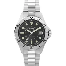 Timex TW2Y15300 Trend Herren-Armbanduhr, 41 mm, Edelstahlarmband, schwarzes Zifferblatt und Edelstahlgehäuse