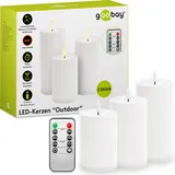 goobay LED Echtwachskerzen weiß, 3er-Pack 64786