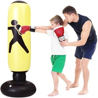 Freistehende Boxsäcke für Kinder/Erwachsene,Boxsack gefüllt160 cm für Boxen/Kickboxen,Standboxsäcke Sandsäcke Aufblasbare Sandsäcke Freistehende,Gelb