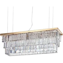 Ideal Lux Pendelleuchte MARTINEZ, 8-flammig, Länge 103cm, E14, Gold / Kristall IDEA-213583