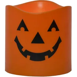 LED Kerze Halloween D: 15cm H: 15cm Batteriebetrieb orange