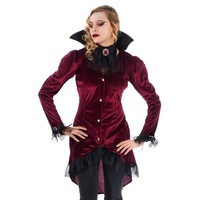 CHAKS Hexen-Kostüm Vampiress 'Jasna' Kostümjacke und Jabot für Damen rot M