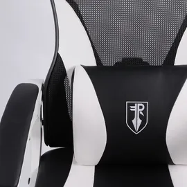 Trisens Gaming Stuhl im modernen Racing-Design mit einklappbarer Fußstütze - Gaming Chair mit flexiblen Armlehnen - ergonomischer Gaming Schreibtischstuhl mit extra Stützkissen
