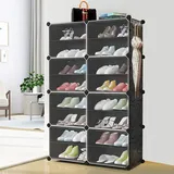 YUENFONG Schuhregal Schuhablage Schuh Organizer Schuhregale aus Kunststoff mit durchsichtig Tür, Schuhschrank Platzsparend Schuhboxen, für Schuhen, Spielzeug, Kleidung(82×32×124cm)