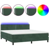 vidaXL Boxspringbett mit Matratze & LED Dunkelgrün 180x200 cm Samt
