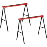 Relaxdays Arbeitsbock, 2er Set, klappbar, 100 kg, HxBxT: 78 x 100 x 49 cm, Allzweckbock Werkstatt, Stahl, rot/schwarz