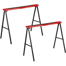 Relaxdays Arbeitsbock, 2er Set, klappbar, 100 kg, HxBxT: 78 x 100 x 49 cm, Allzweckbock Werkstatt, Stahl, rot/schwarz