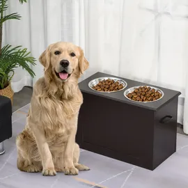 PawHut Fressnapf mit Staumraum 2 Näpfen Stauraum