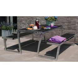 Zigma Gartenmöbel - Outdoormöbel aus Kiefer / Fichte - schwarze Gartensitzgruppe in 176 x 190 x 73 cm - Terrassenmöbel für gemütliche Terrassen