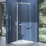 doporro Fünfeckdusche Duschkabine Rav08K 90x90x195cm Duschabtrennung inkl. 4cm flacher Duschtasse in Weiß und Ablaufgarnitur ESG-Sicherheitsglas