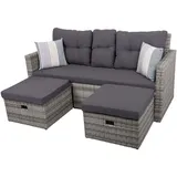 Lounge-Sofa Lounge-Coach Polster Grau ALU 180 cm Garten Terrasse Patio Hof