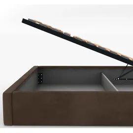 Muralo Polsterbett Stoffbett Bett mit Container Doppelbett Modernes Design Braun