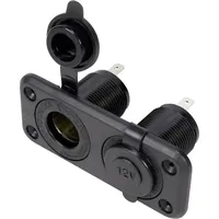 TRU Components Dual-Kfz-Einbaubuchse mit Schutzkappe Belastbarkeit Strom max.=20 A