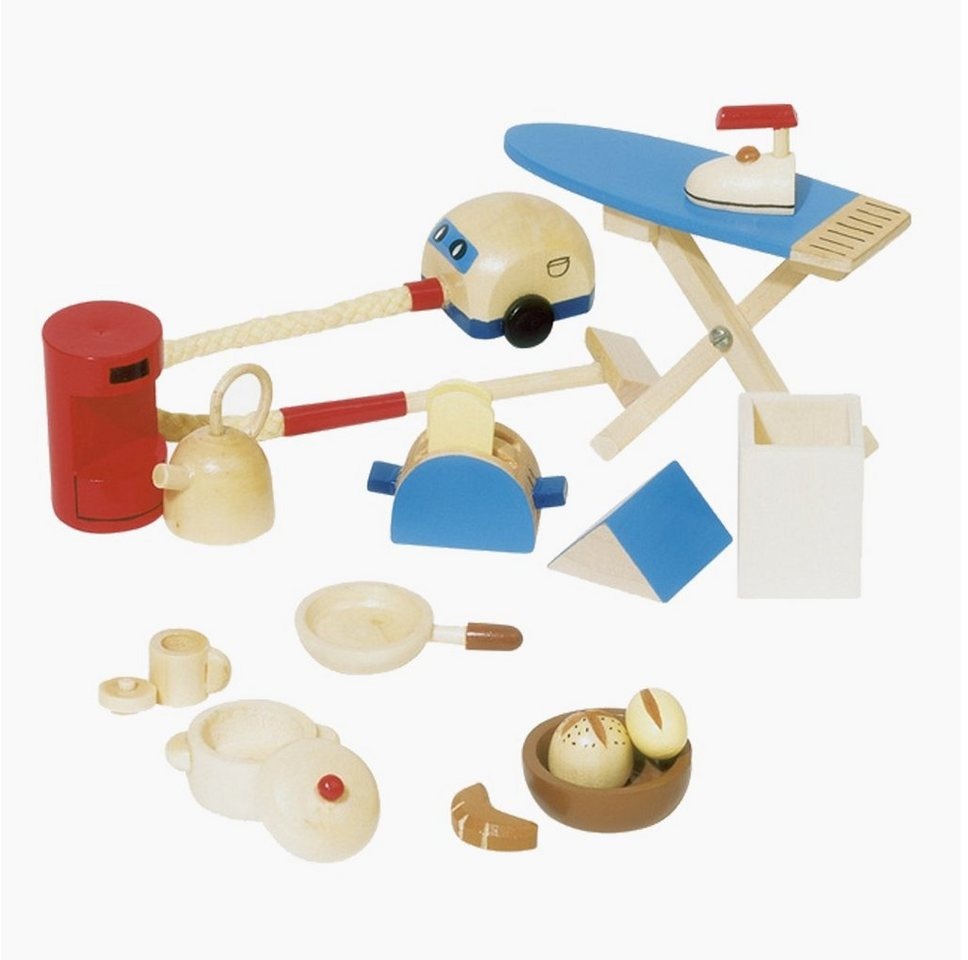 goki Puppenhausmöbel Accessoires Küche (19tlg), detailverliebt gestaltet beige