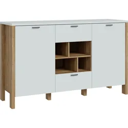 Sideboard FORTE "Saitama", grau (mauvella eiche, secret grau), B:141,4cm H:86,5cm T:41,6cm, Spanplatte, Sideboards