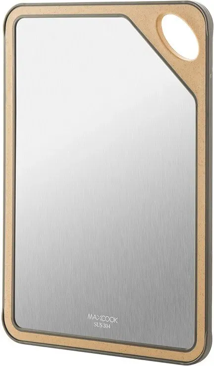 Maxcook 304 Edelstahl Antibakteriell Weizenstroh Doppelseitiges Schneidebrett Schneidebrett - 25 x 36 cm