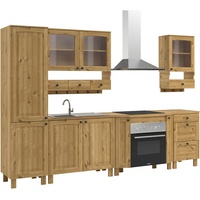 Kochstation Küchenzeile »KS-Osby«, Kiefer massiv, Breite 296 cm, ohne E-Geräte, beige
