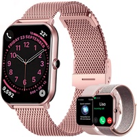 Dachma Android Smartwatch Damen - 1.85" Uhr mit Whatsapp Funktion Damen mit telefonfunktion Uhren smart Watch damenuhren + 3 Armbander, Rosa