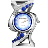 Spangenuhr Damen - Stilvolle Uhr Damen | Damen Uhren | Damenuhren | Armbanduhren für Damen | Damenuhr Silber | Armbanduhr Damen Silber | Silber Uhr | Uhr Damen Silber | Uhr Silber Damen (Silber-Blau)