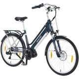 smartEC E-Bike Trekkingrad Trekking Fahrrad TrekX-MD Damen 26/28 Zoll, 7 Gang Shimano Tourney Schaltwerk, Kettenschaltung, Mittelmotor, 468,00 Wh, (1 Paket, 6 tlg., Akku mit Ladegerät, Akku mit Schlüssel, mit Werkzeug), Unterstützung 25 km/h Scheibenbremse 90km Reichweite Anfahrhilfe StVZO 46 cm