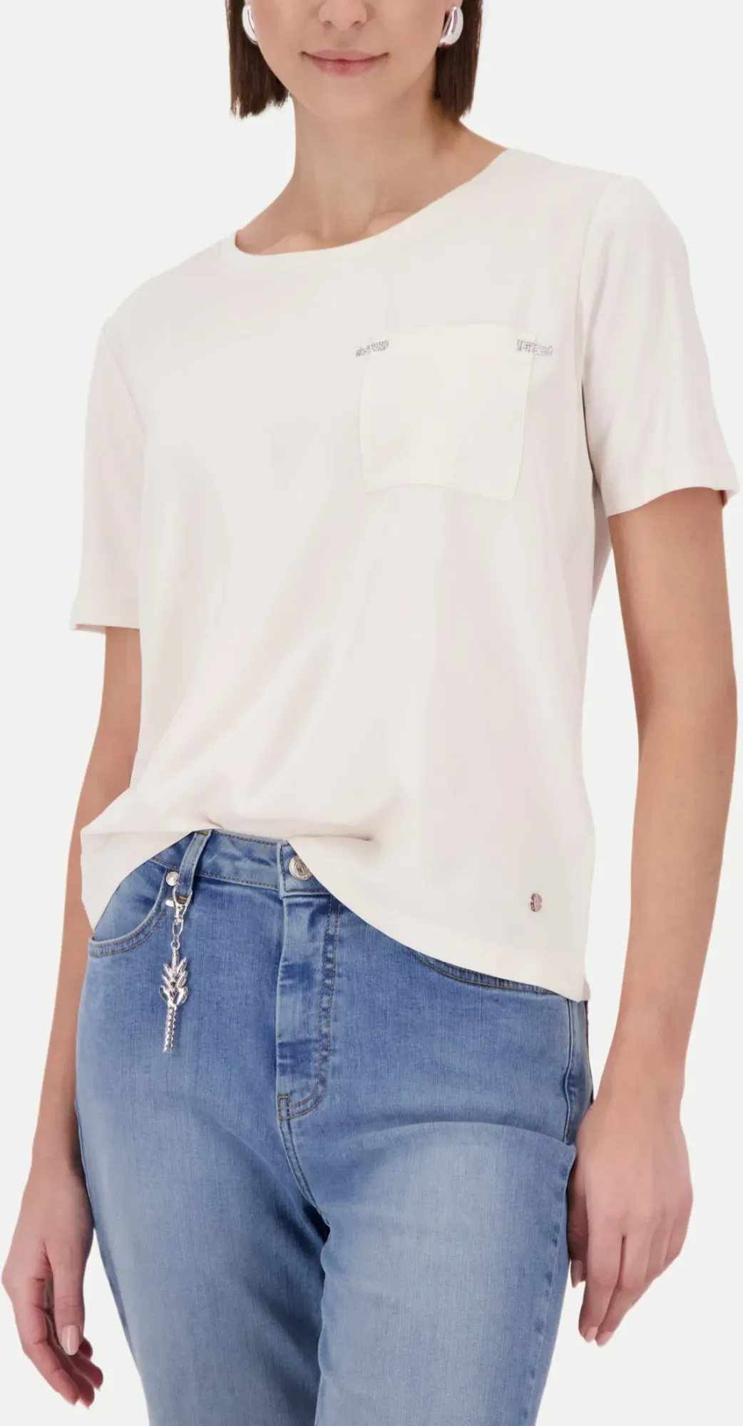 T-Shirt mit Strass-Applikationen Weiß 36