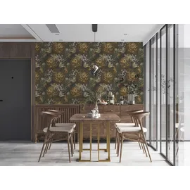 A.S. Création PintWalls Vliestapete mit Blument-Motiv Rosen 0,53 x 10,05 m 385092 Gelb/Grau/Grün