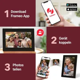 Xoro CPF 10C1 Digitaler Bilderrahmen 10.1 Zoll IPS Touchscreen, WLAN, 16 GB, App-Steuerung, 1280x800, schwarzer Rahmen