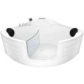 AcquaVapore Badewanne mit Tür Eckbadewanne 150 x 150 cm (S70-TH)