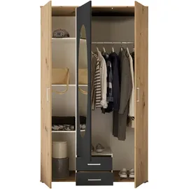 Pol-Power Drehtürenschrank 120 x 195 x 55 cm Eiche/Graphit