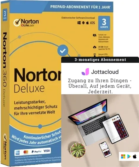 Norton 360 Deluxe – Totale Online-Sicherheit + Extra Speicher