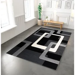 Teppich MY HOME "Maxim" Gr. 2, schwarz, B:70cm H:13mm L:140cm, Kunstfaser, Teppiche, Hoch-Tief-Effekt, Kurzflor, 3D-Design, Kundenliebling