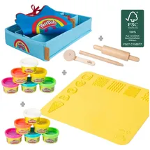 roba Knete Starterset 12 Knetdosen 3D-Kreativmatte Holzwerkzeuge