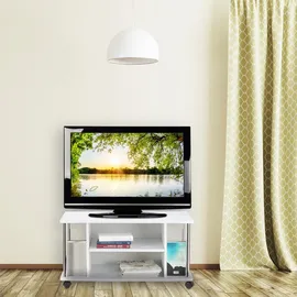 Relaxdays Fernsehtisch weiß, mit Rollen, rollbarer Fernsehschrank, MDF, HxBxT: 41,5 x 80 x 40 cm, white