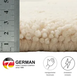 THEKO Wollteppich THEKO "Taza Royal" Gr. 9, beige (natur weiß), H:24mm Ø:150cm, Schurwolle, Teppiche, echter Berber Teppich aus Marokko, reine Schurwolle, handgeknüpft