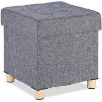 Relaxdays Sitzhocker mit Stauraum Polyester Grau