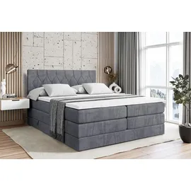 altdecor Boxspringbett VELANTO-BZ KING - 160 x 200 - H3/H4 - Dunkelgrau